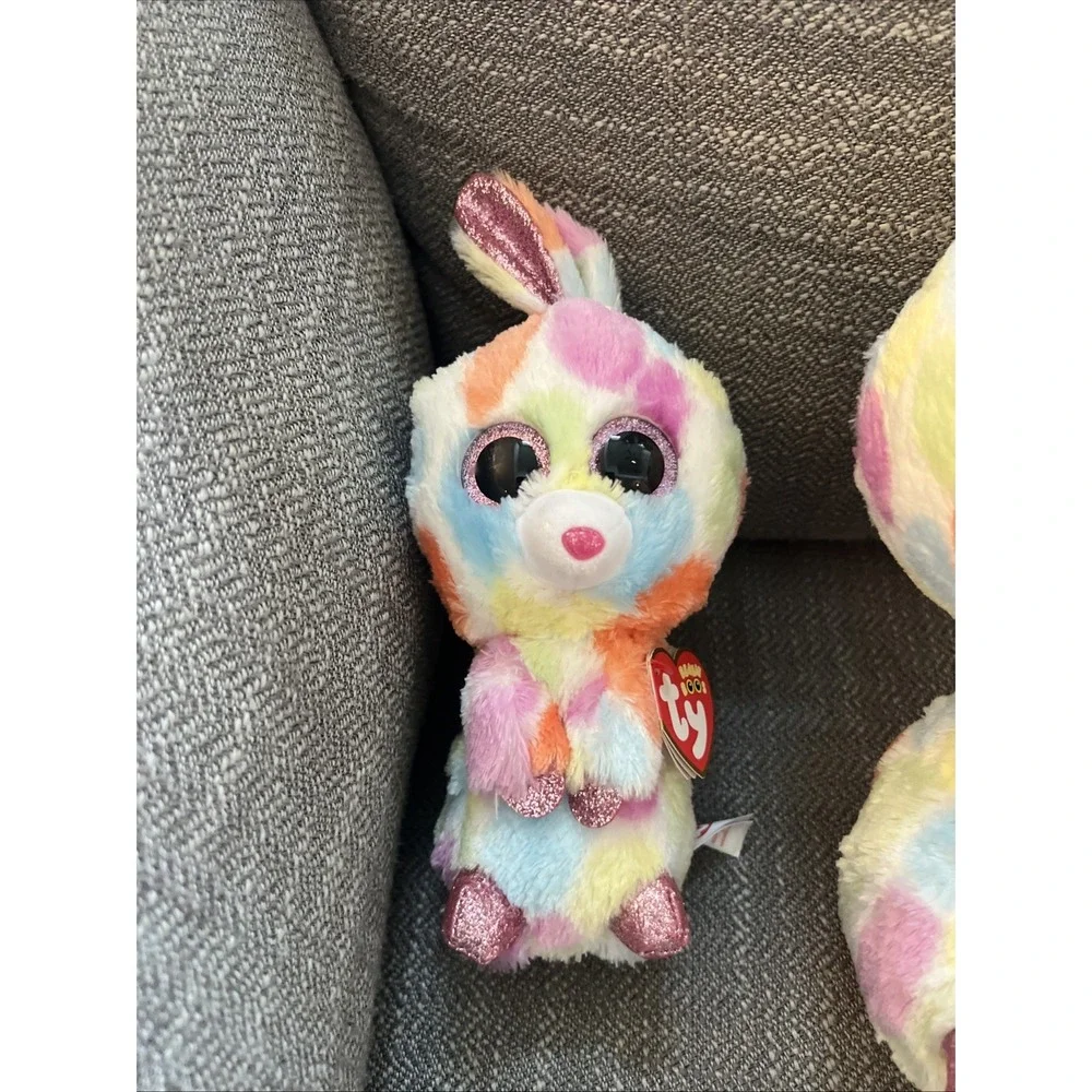 TY Beanie Babies Boos Bunny Rabbit Bloomy Plush Stuffed Animal Medium And Small